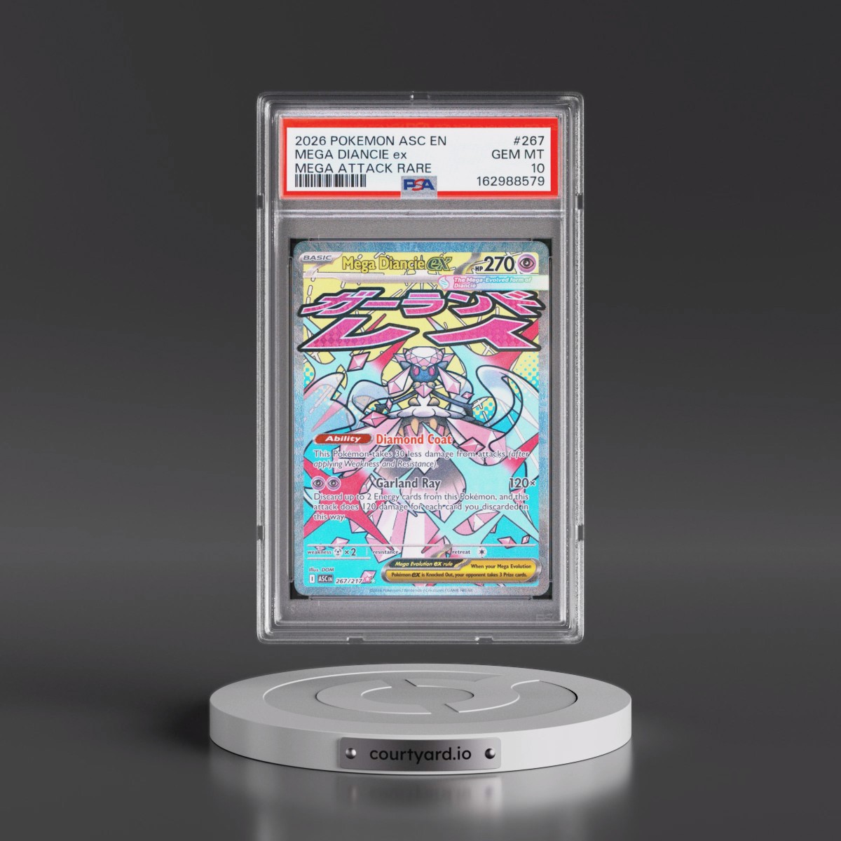 2026 Pokémon Asc EN-Ascended Heroes #267 Mega Diancie EX - Holo Mega Attack Rare (PSA 10 GEM MINT)