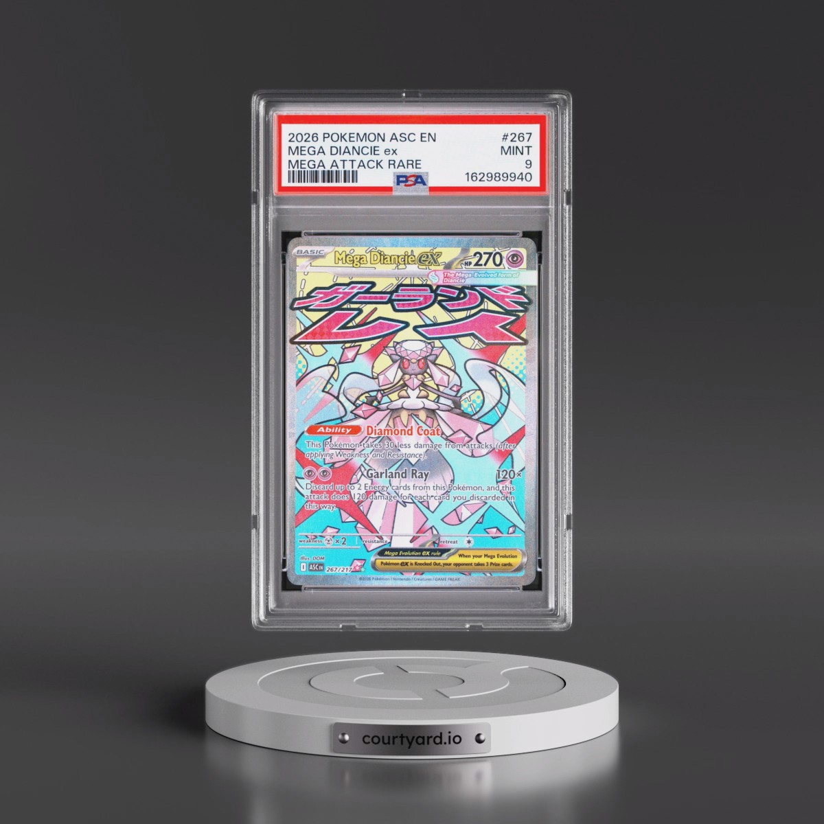 2026 Pokémon Asc EN-Ascended Heroes #267 Mega Diancie EX - Holo Mega Attack Rare (PSA 9 MINT)