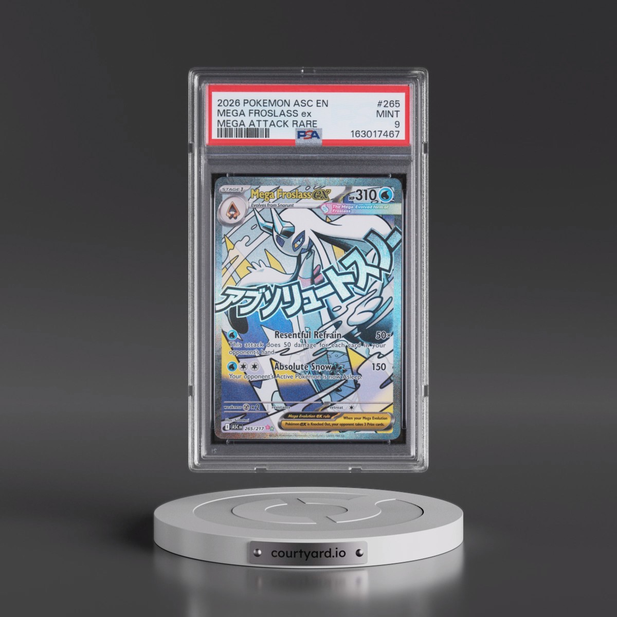 2026 Pokémon Asc EN-Ascended Heroes #265 Mega Froslass EX - Holo Mega Attack Rare (PSA 9 MINT)