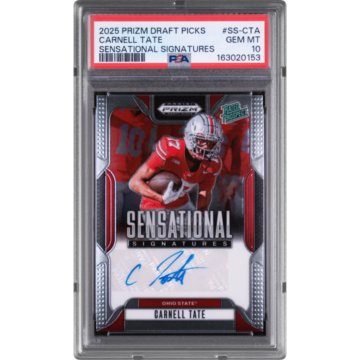 2025 Panini Prizm Draft Picks Sensational Signatures #SS-CTA Carnell Tate (PSA 10 GEM MINT)