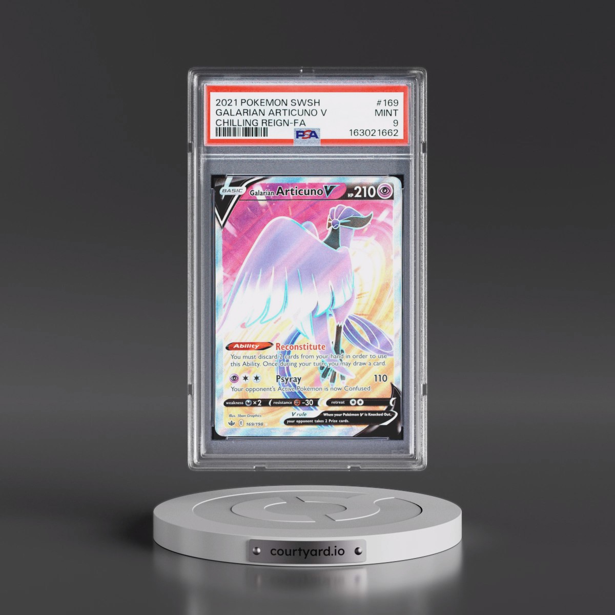 2021 Pokémon Sword & Shield Chilling Reign #169 Galarian Articuno V - Holo Full Art (PSA 9 MINT)