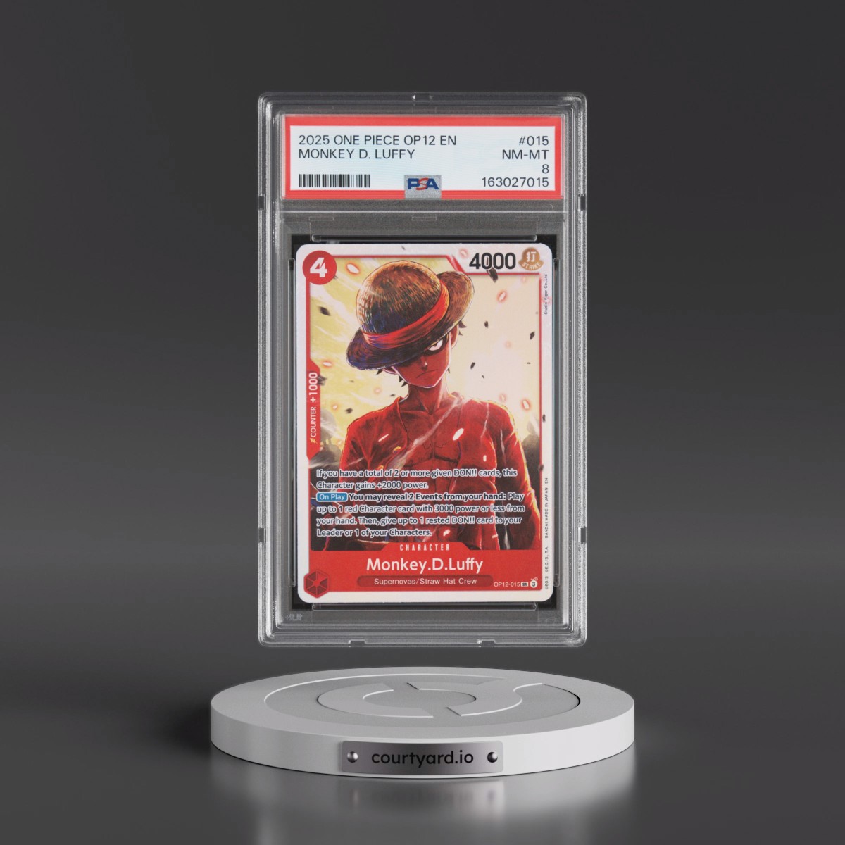 2025 One Piece OP12-Legacy of the Master #015 Monkey D. Luffy (PSA 8 NM-MT)