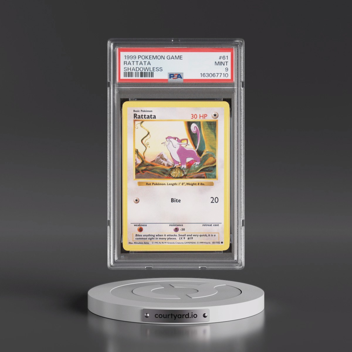 1999 Pokémon Game #61 Rattata - Shadowless (PSA 9 MINT)