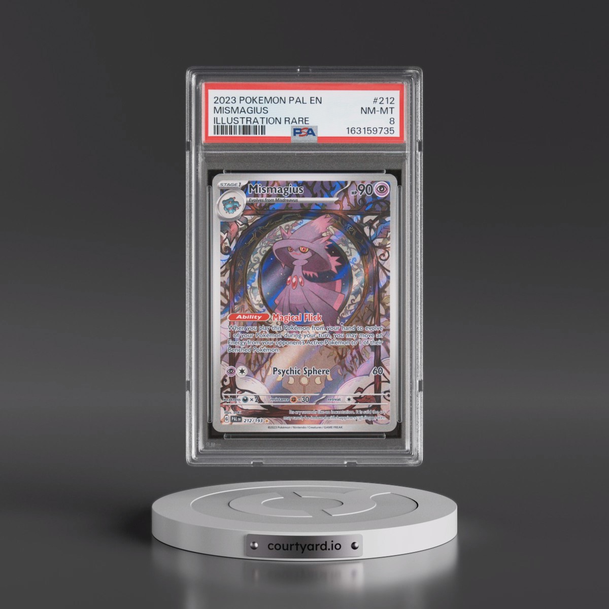 2023 Pokémon Pal EN-Paldea Evolved #212 Mismagius - Illustration Rare (PSA 8 NM-MT)