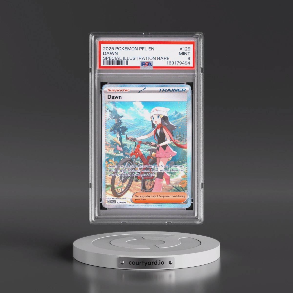 2025 Pokémon Pfl EN-Phantasmal Flames #129 Dawn - Special Illustration Rare (PSA 9 MINT)