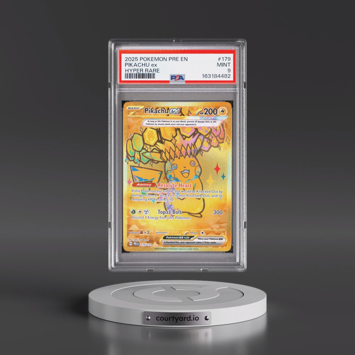 2025 Pokémon Pre EN-Prismatic Evolutions #179 Pikachu EX - Holo Hyper Rare (PSA 9 MINT)