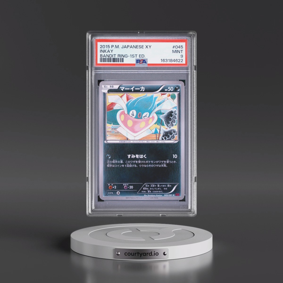 2015 Pokémon XY Bandit Ring #045 Inkay - 1st Edition (PSA 9 MINT)