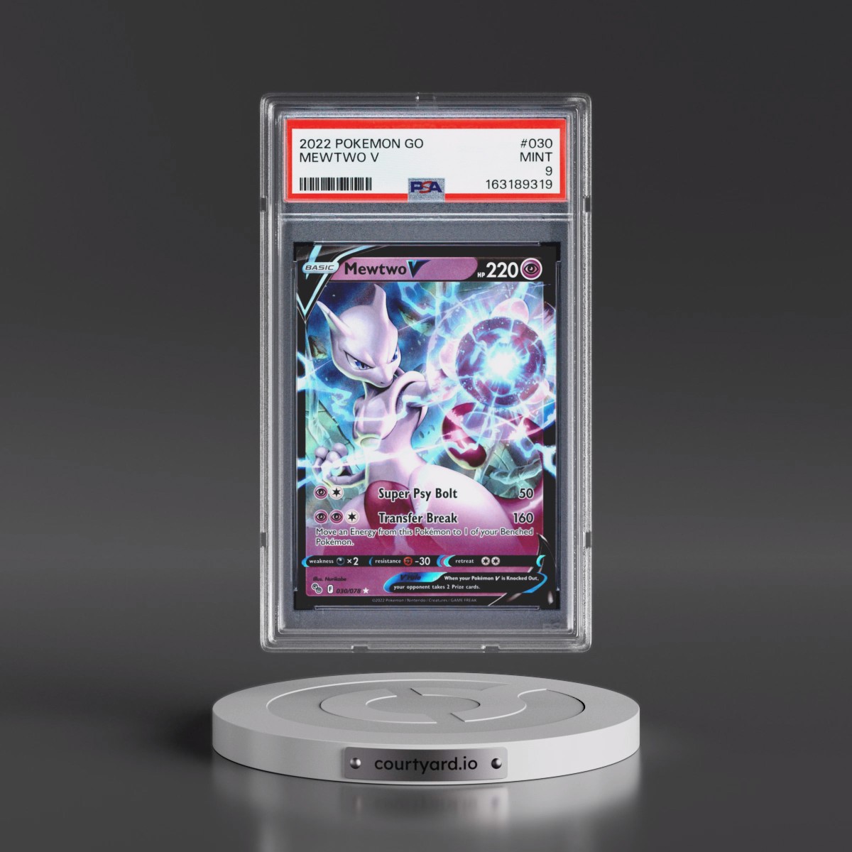 2022 Pokémon Go #030 Mewtwo V - Holo (PSA 9 MINT)