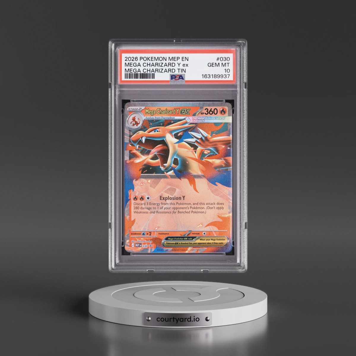 2026 Pokémon Mep EN-Me Black Star Promo #030 Mega Charizard Y EX - Holo Mega Charizard Tin (PSA 10 GEM MINT)