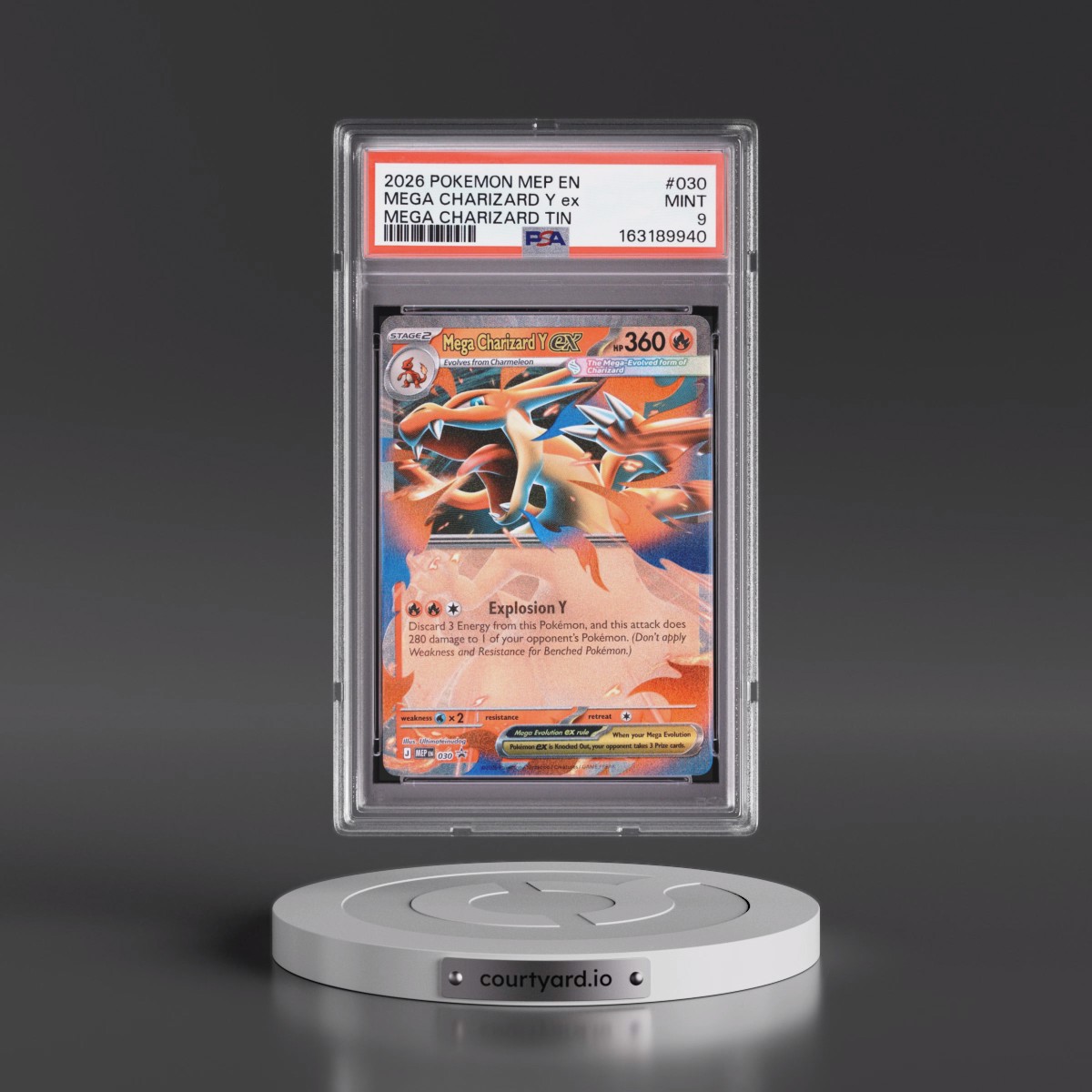 2026 Pokémon Mep EN-Me Black Star Promo #030 Mega Charizard Y EX - Holo Mega Charizard Tin (PSA 9 MINT)