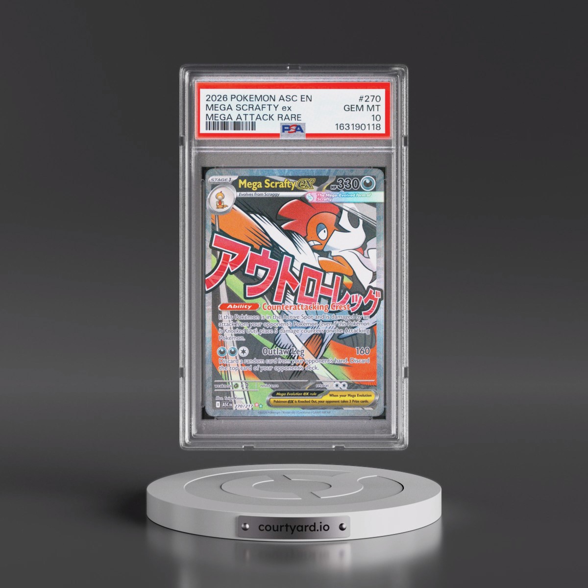 2026 Pokémon Asc EN-Ascended Heroes #270 Mega Scrafty EX - Holo Mega Attack Rare (PSA 10 GEM MINT)