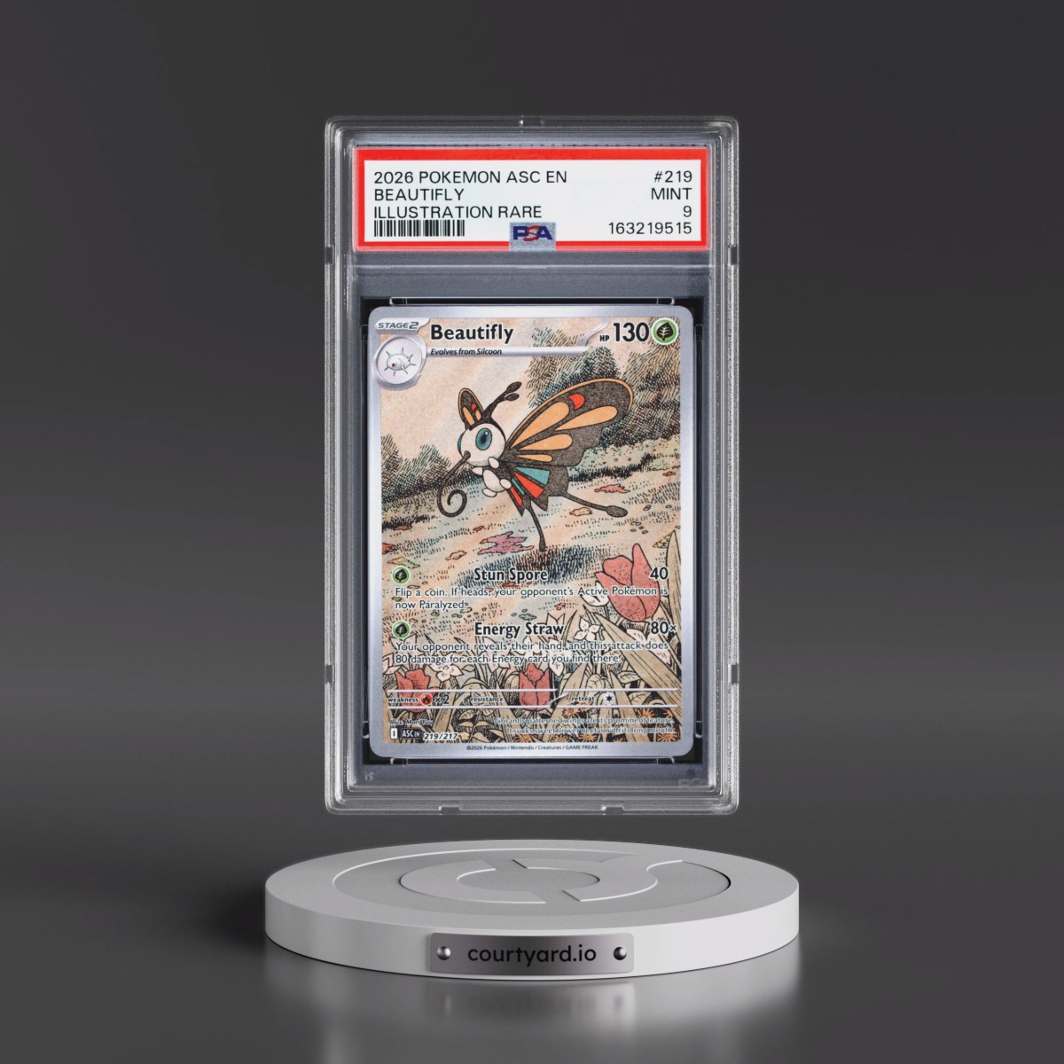 2026 Pokémon Asc EN-Ascended Heroes #219 Beautifly - Illustration Rare (PSA 9 MINT)