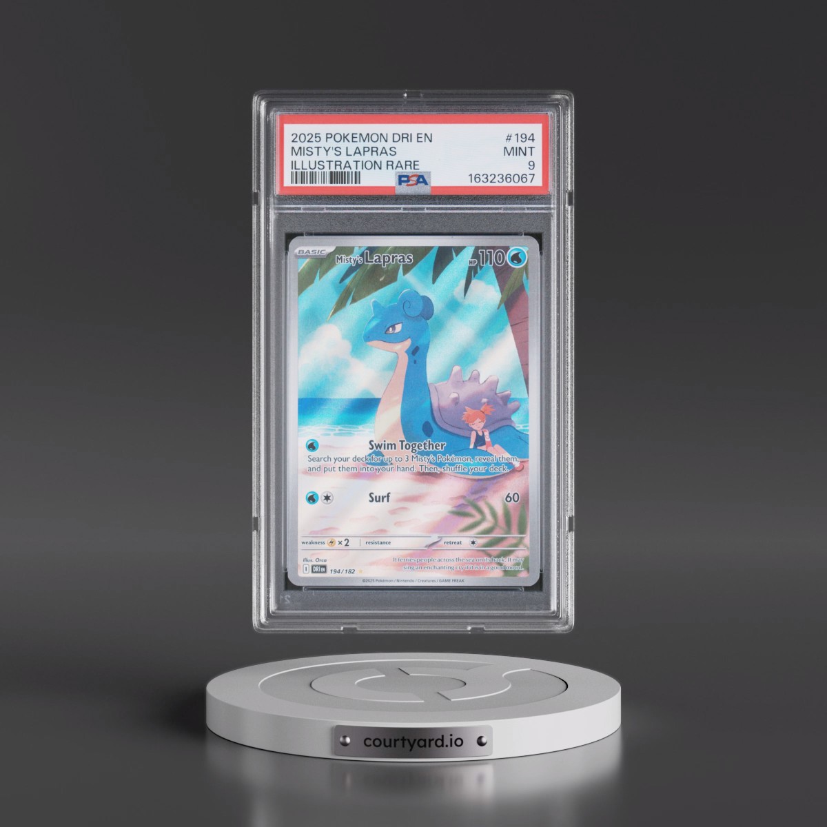 2025 Pokémon Dri EN-Destined Rivals #194 Misty's Lapras - Illustration Rare (PSA 9 MINT)