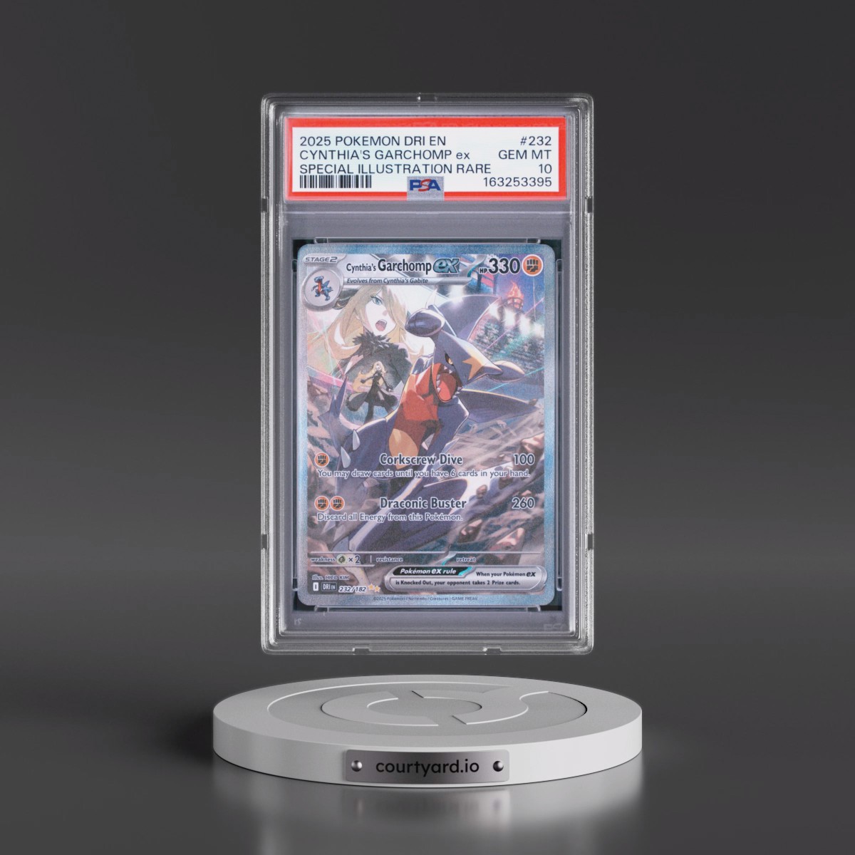 2025 Pokémon Dri EN-Destined Rivals #232 Cynthia's Garchomp EX - Holo Special Illustration Rare (PSA 10 GEM MINT)