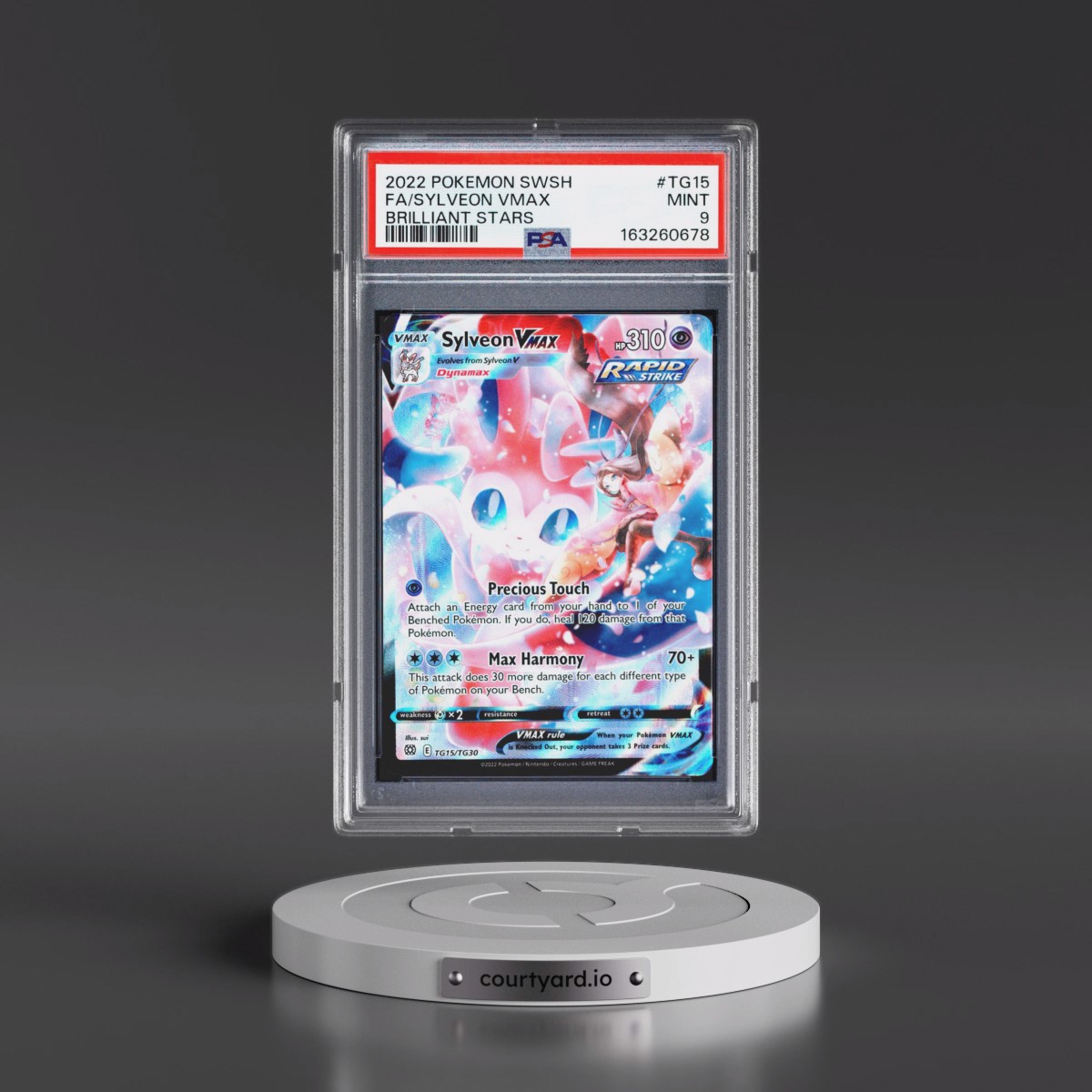2022 Pokémon Sword & Shield Brilliant Stars #TG15 Sylveon Vmax - Full Art (PSA 9 MINT)
