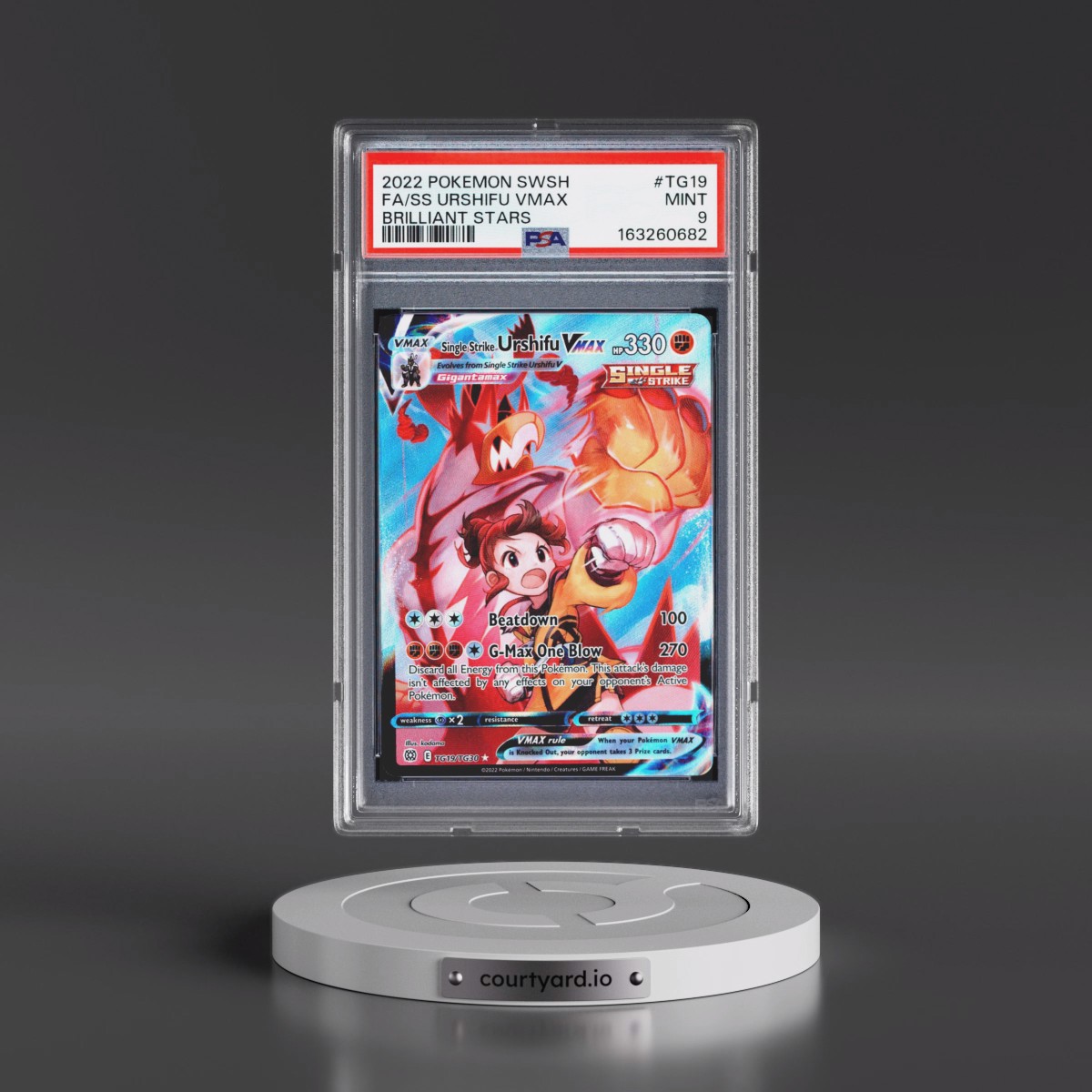 2022 Pokémon Sword & Shield Brilliant Stars #TG19 Single Strike Urshifu Vmax - Full Art (PSA 9 MINT)