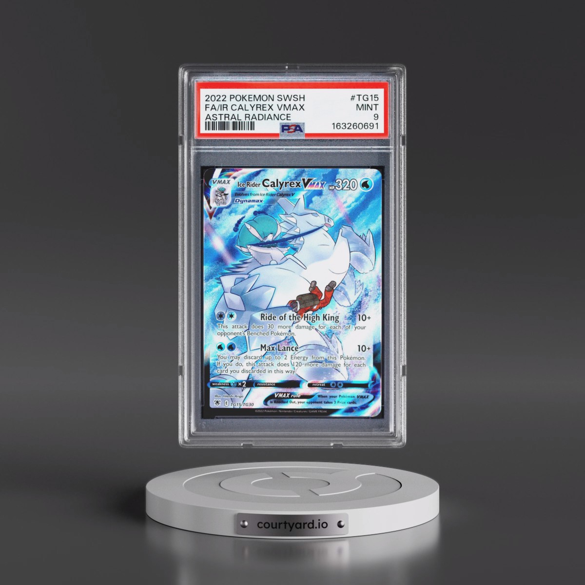 2022 Pokémon Sword & Shield Astral Radiance #TG15 Ice Rider Calyrex Vmax - Full Art (PSA 9 MINT)