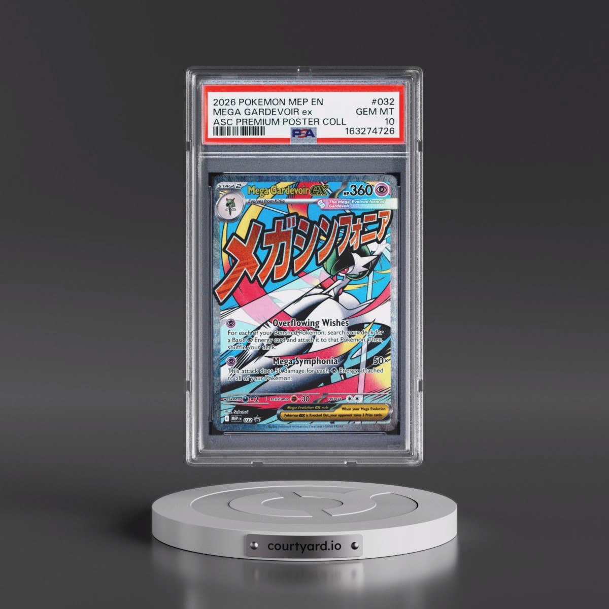 2026 Pokémon Mep EN-Me Black Star Promo #032 Mega Gardevoir EX - Holo Ascended Heroes Premium Poster Collection (PSA 10 GEM MINT)