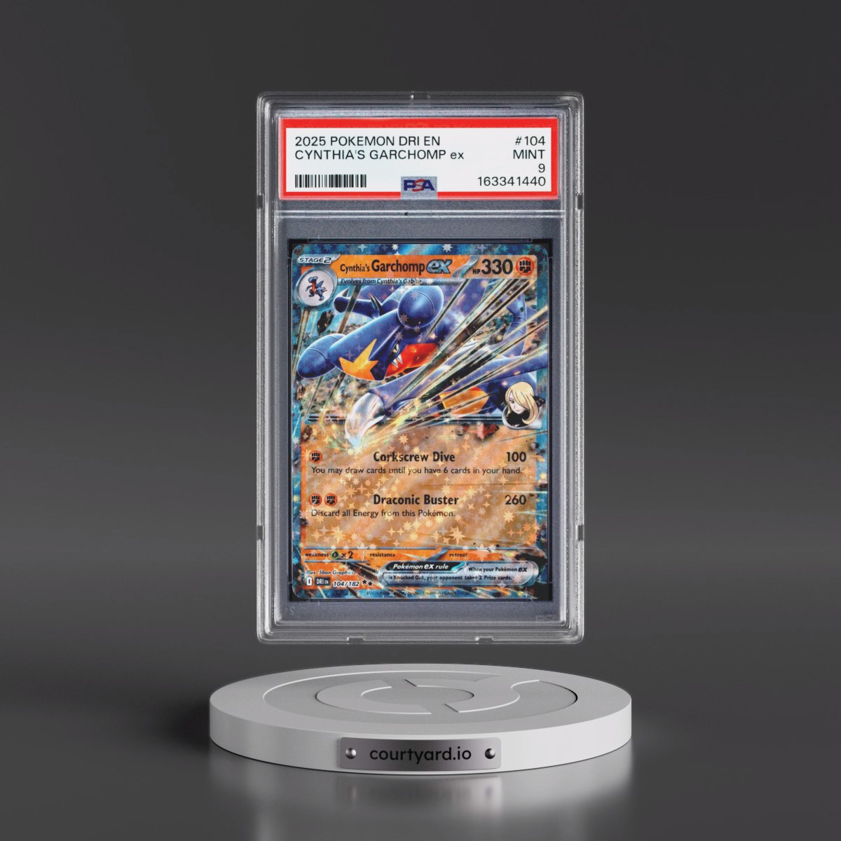 2025 Pokémon Dri EN-Destined Rivals #104 Cynthia's Garchomp EX - Holo (PSA 9 MINT)
