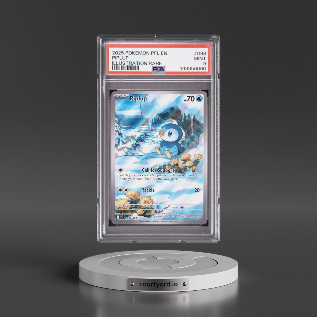 2025 Pokémon Pfl EN-Phantasmal Flames #098 Piplup - Illustration Rare (PSA 9 MINT)