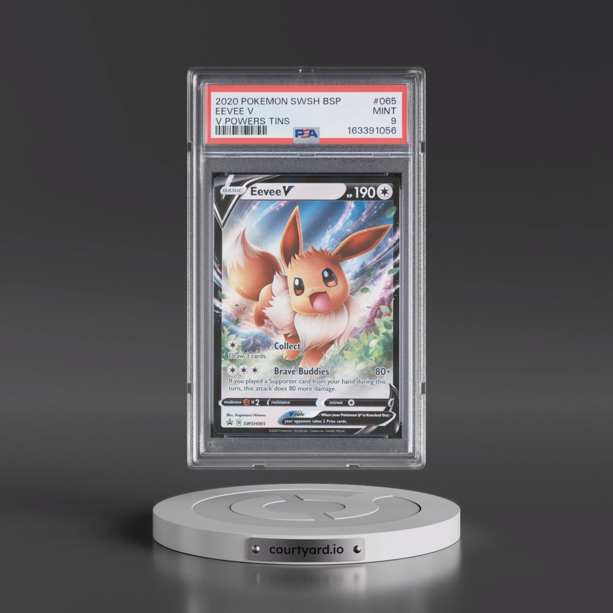2020 Pokémon Swsh Black Star Promo #065 Eevee V - Holo V Powers Tins (PSA 9 MINT)