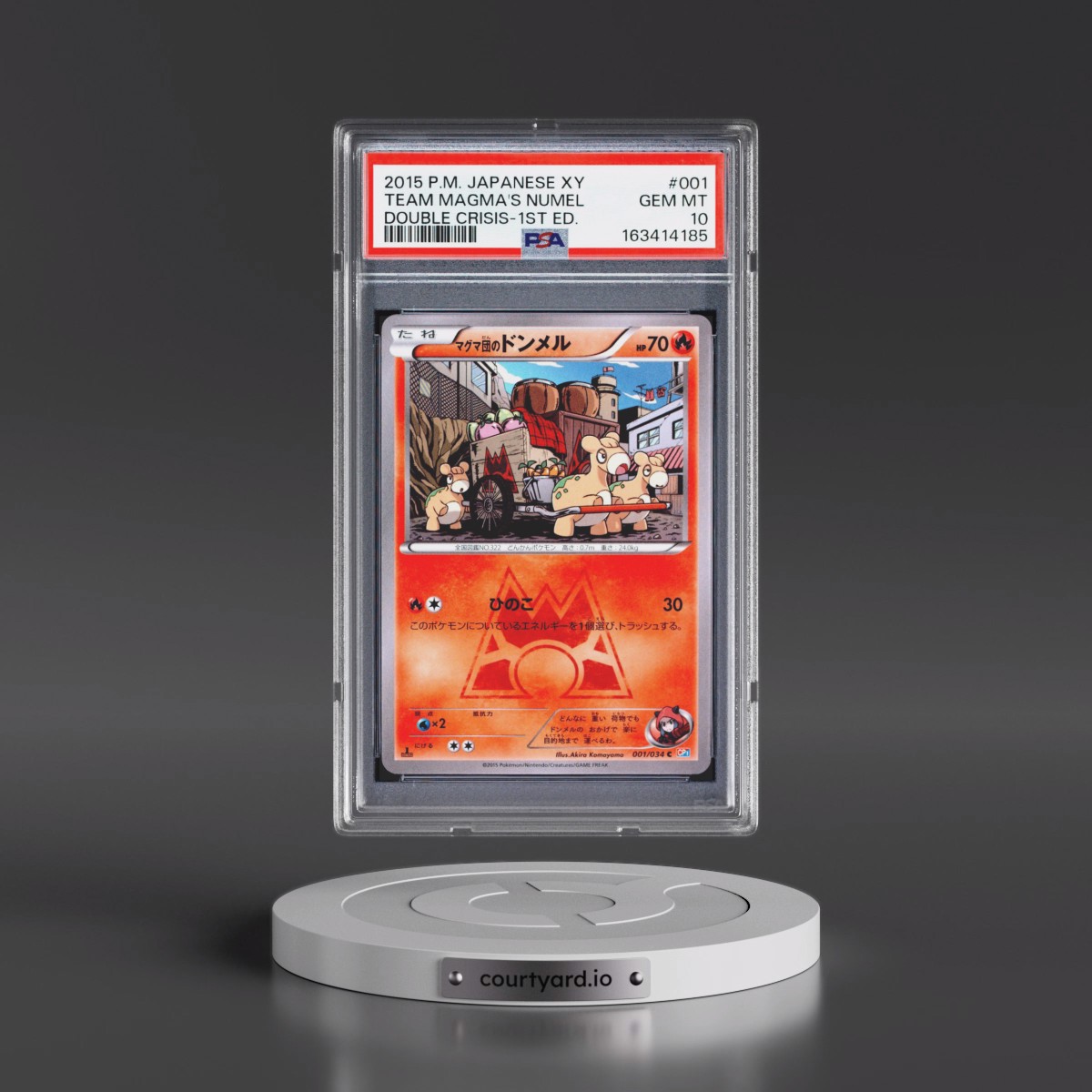 2015 Pokémon XY Double Crisis #001 Team Magma's Numel - 1st Edition (PSA 10 GEM MINT)