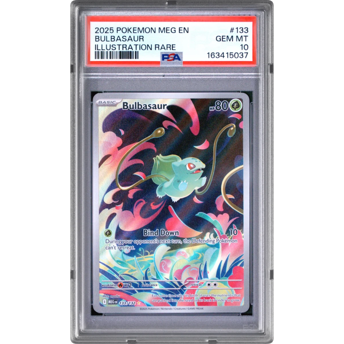 2025 Pokémon Meg EN-Mega Evolution #133 Bulbasaur - Illustration Rare (PSA 10 GEM MINT)