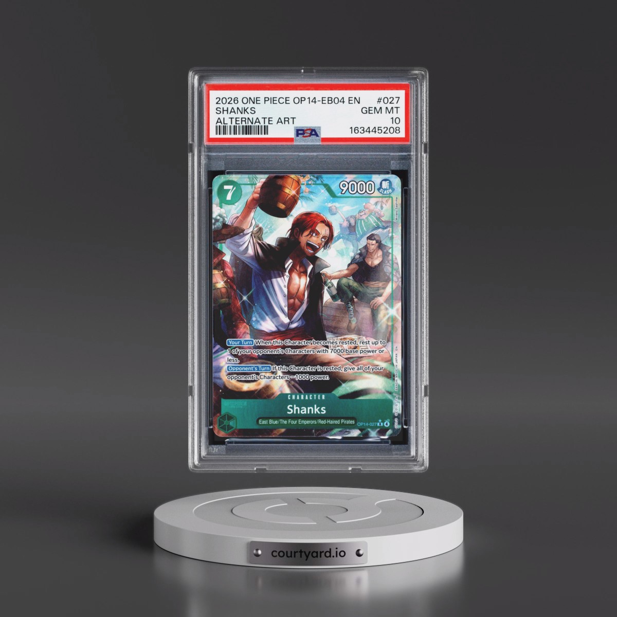 2026 One Piece OP14-EB04-the Azure Sea's Seven #027 Shanks - Alternate Art (PSA 10 GEM MINT)