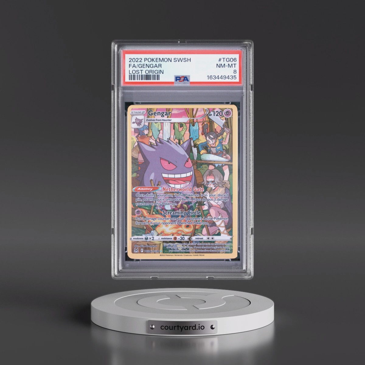 2022 Pokémon Sword & Shield Lost Origin Gengar - Full Art #TG06 PSA 8