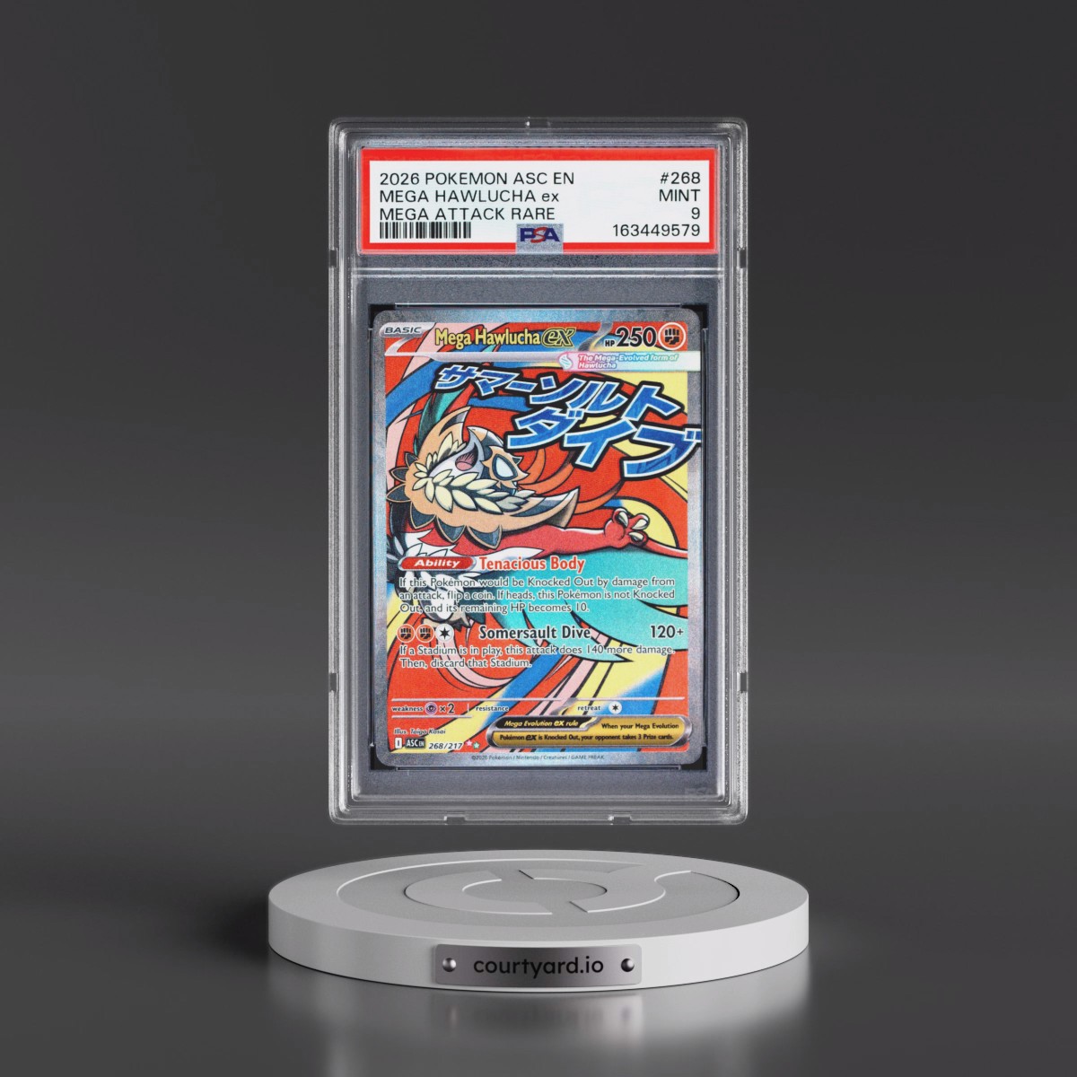 2026 Pokémon Asc EN-Ascended Heroes #268 Mega Hawlucha EX - Holo Mega Attack Rare (PSA 9 MINT)