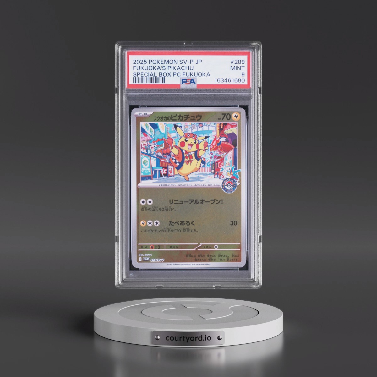 2025 Pokémon SV-P Promo #289 Fukuoka's Pikachu - Special Box Pokemon Center Fukuoka (PSA 9 MINT)
