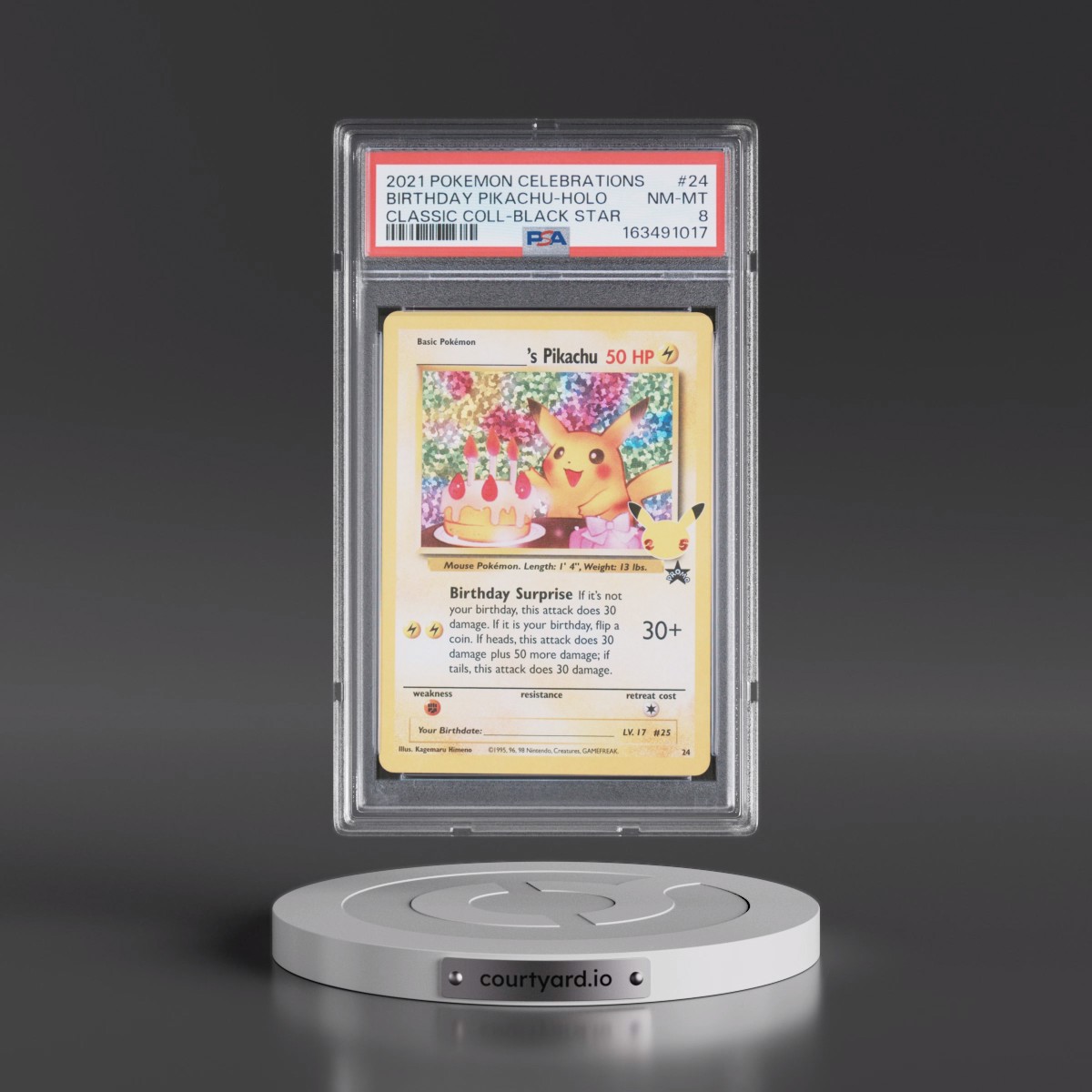 2021 Pokémon Celebrations Classic Collection #24 Birthday Pikachu - Holo (PSA 8 NM-MT)
