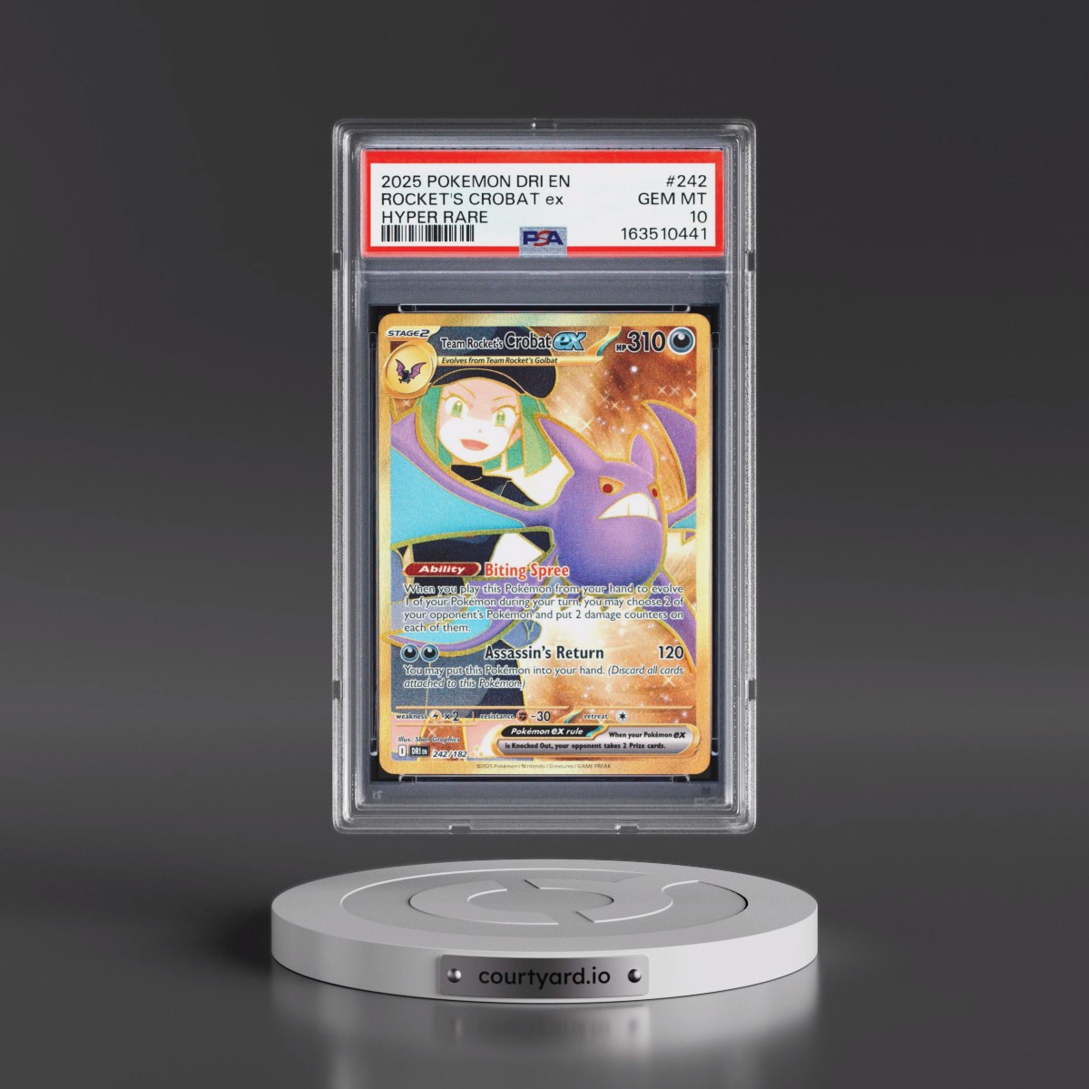 2025 Pokémon Dri EN-Destined Rivals #242 Team Rocket's Crobat EX - Holo Hyper Rare (PSA 10 GEM MINT)