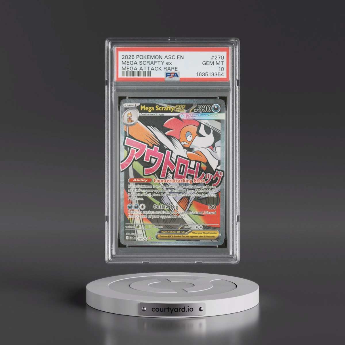 2026 Pokémon Asc EN-Ascended Heroes #270 Mega Scrafty EX - Holo Mega Attack Rare (PSA 10 GEM MINT)