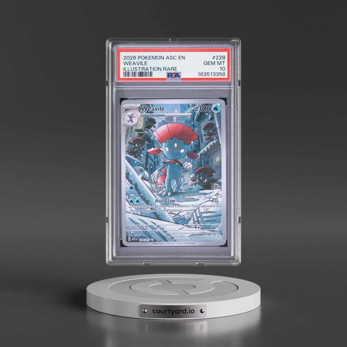 2026 Pokémon Asc EN-Ascended Heroes #228 Weavile - Illustration Rare (PSA 10 GEM MINT)