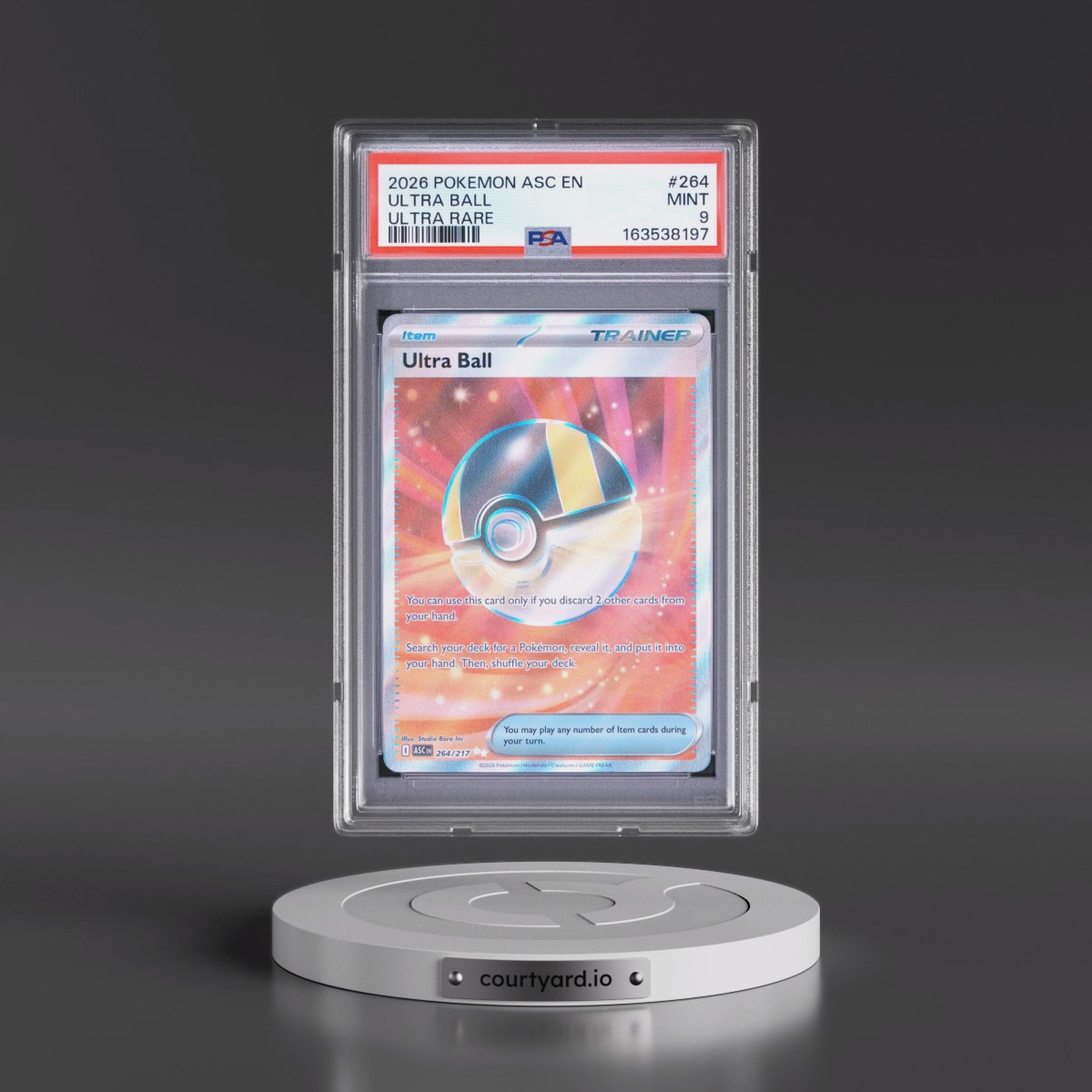 2026 Pokémon Asc EN-Ascended Heroes #264 Ultra Ball - Ultra Rare (PSA 9 MINT)