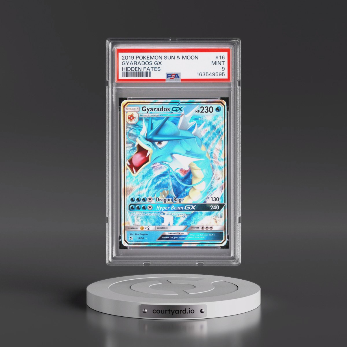 2019 Pokémon Sun & Moon Hidden Fates #16 Gyarados GX - Holo (PSA 9 MINT)