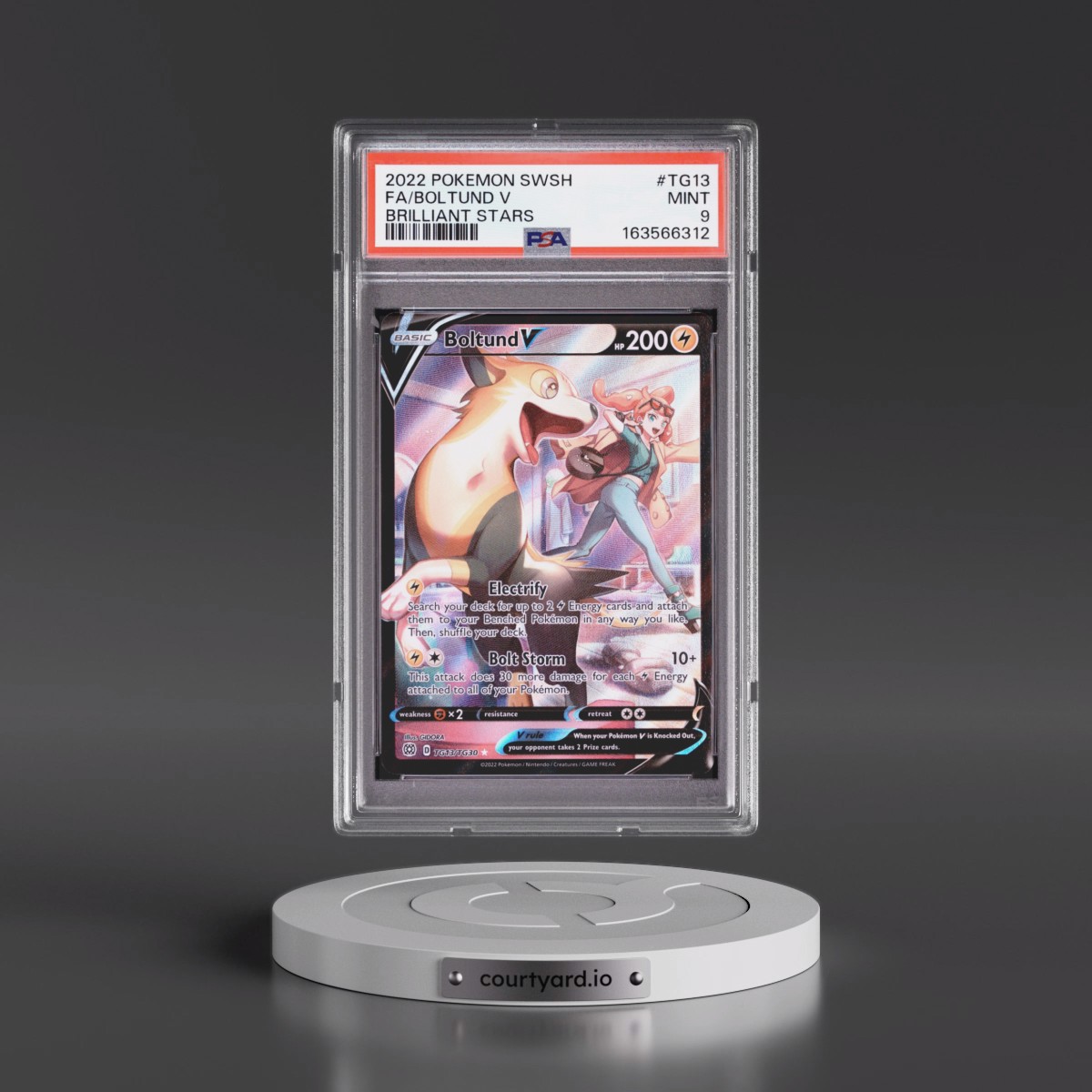 2022 Pokémon Sword & Shield Brilliant Stars #TG13 Boltund V - Holo Full Art (PSA 9 MINT)