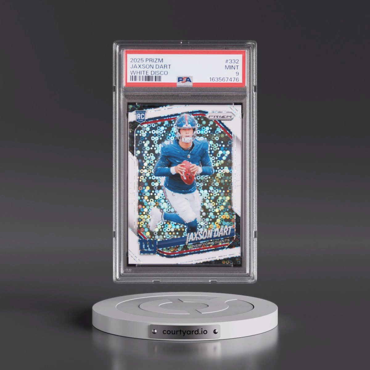 2025 Panini Prizm #332 Jaxson Dart - White Disco (PSA 9 MINT)