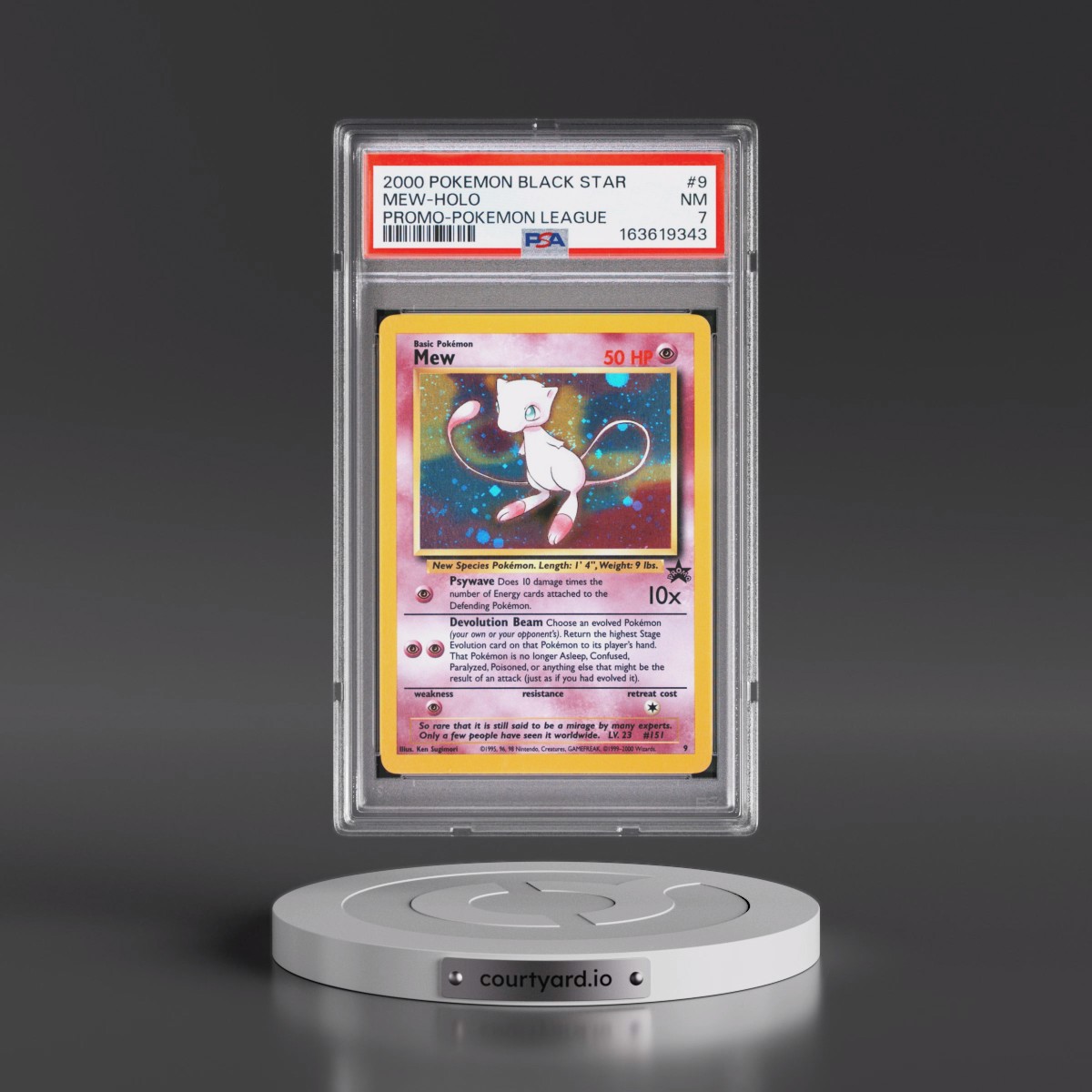 2000 Pokémon Promo Black Star #9 Mew - Holo Pokemon League (PSA 7 NM)