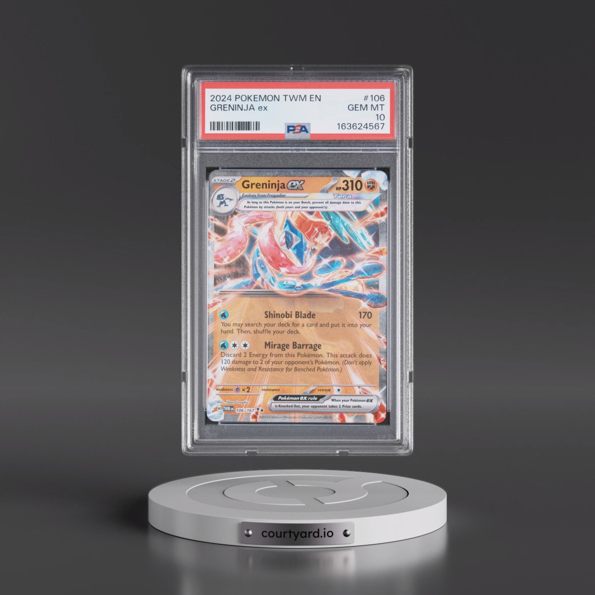 2024 Pokémon Twm EN-Twilight Masquerade #106 Greninja EX - Holo (PSA 10 GEM MINT)