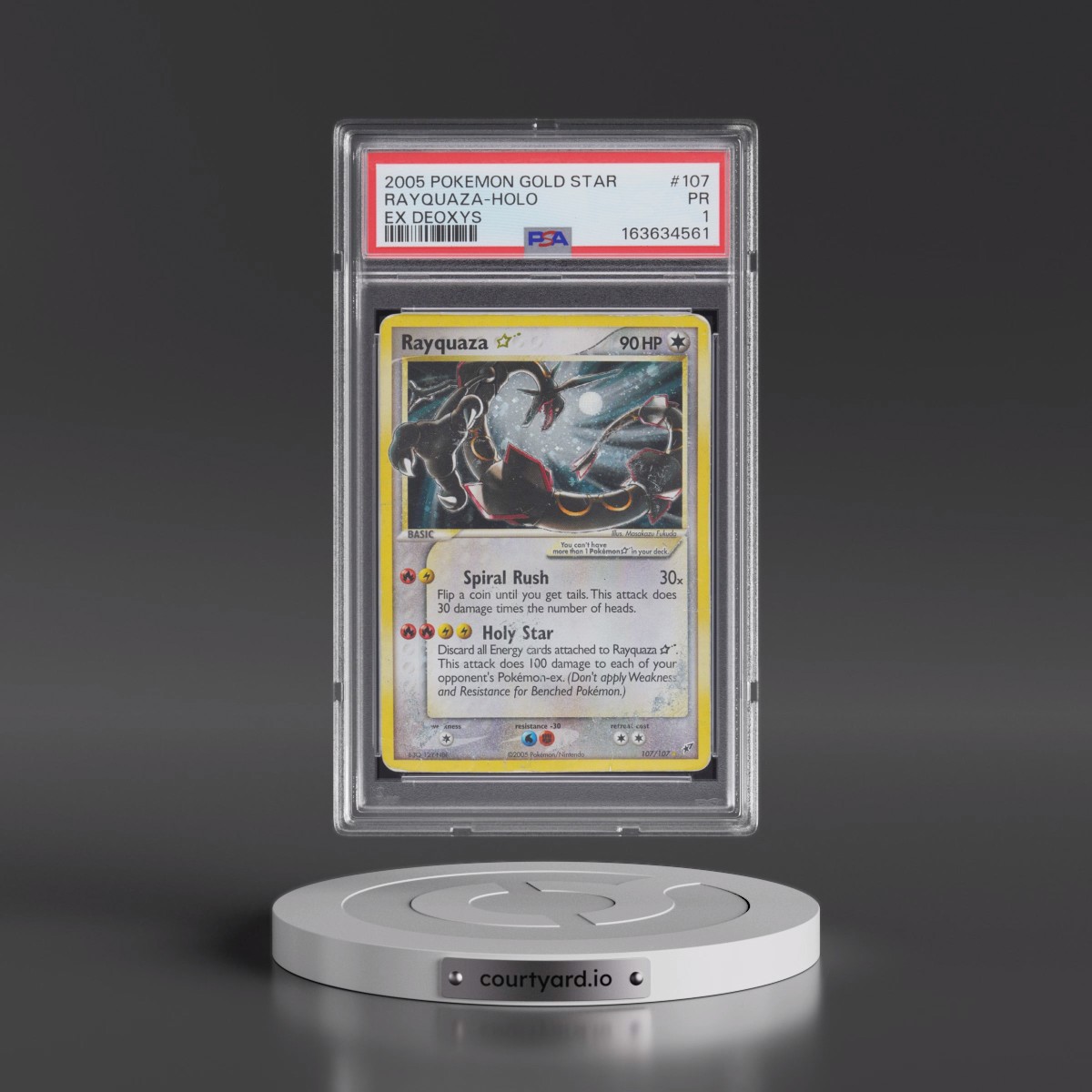 2005 Pokémon EX Deoxys #107 Rayquaza - Holo Gold Star (PSA 1 PR)