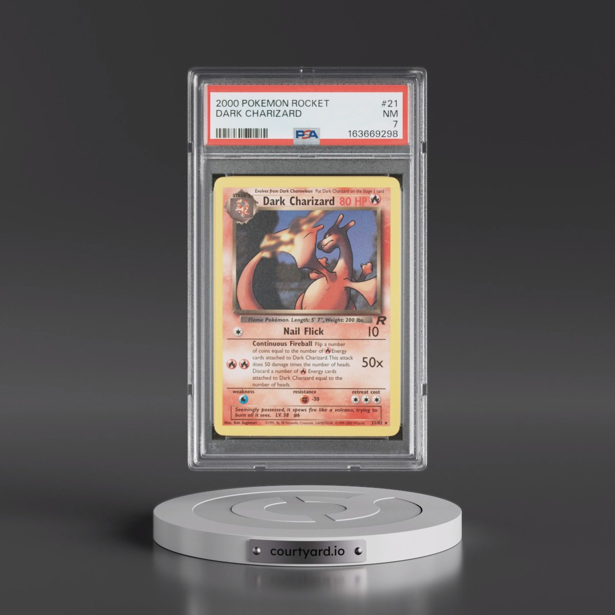 2000 Pokémon Rocket #21 Dark Charizard (PSA 7 NM)