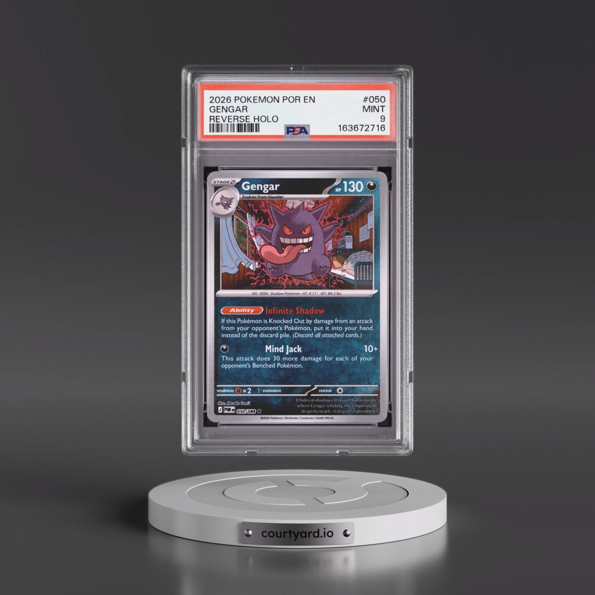 2026 Pokémon Por EN-Perfect Order #050 Gengar - Reverse Holo (PSA 9 MINT)