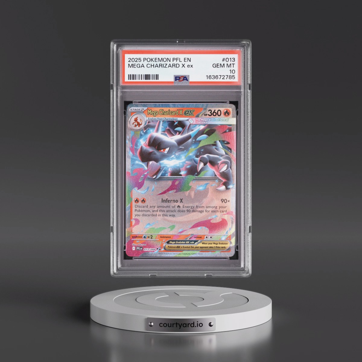 2025 Pokémon Pfl EN-Phantasmal Flames #013 Mega Charizard X EX - Holo (PSA 10 GEM MINT)