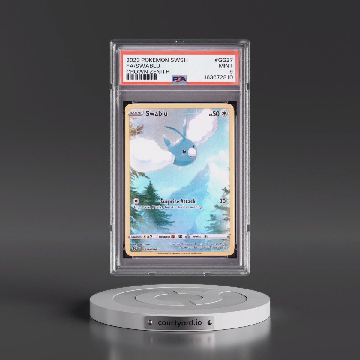2023 Pokémon Sword and Shield Crown Zenith #GG27 Swablu - Full Art (PSA 9 MINT)
