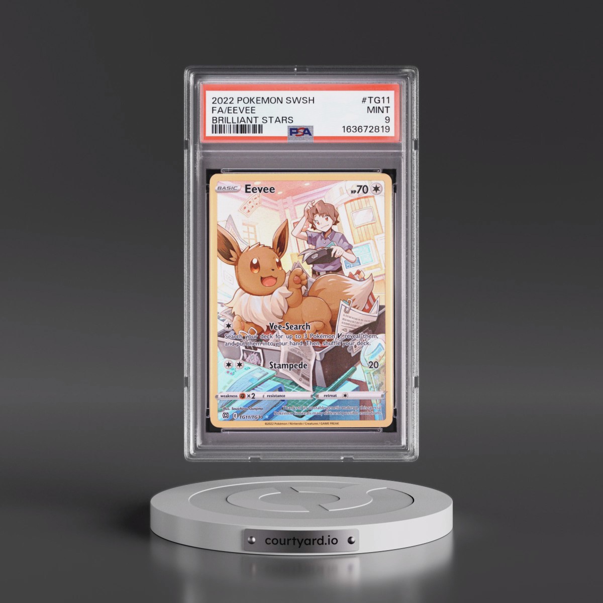 2022 Pokémon Sword & Shield Brilliant Stars #TG11 Eevee - Full Art (PSA 9 MINT)