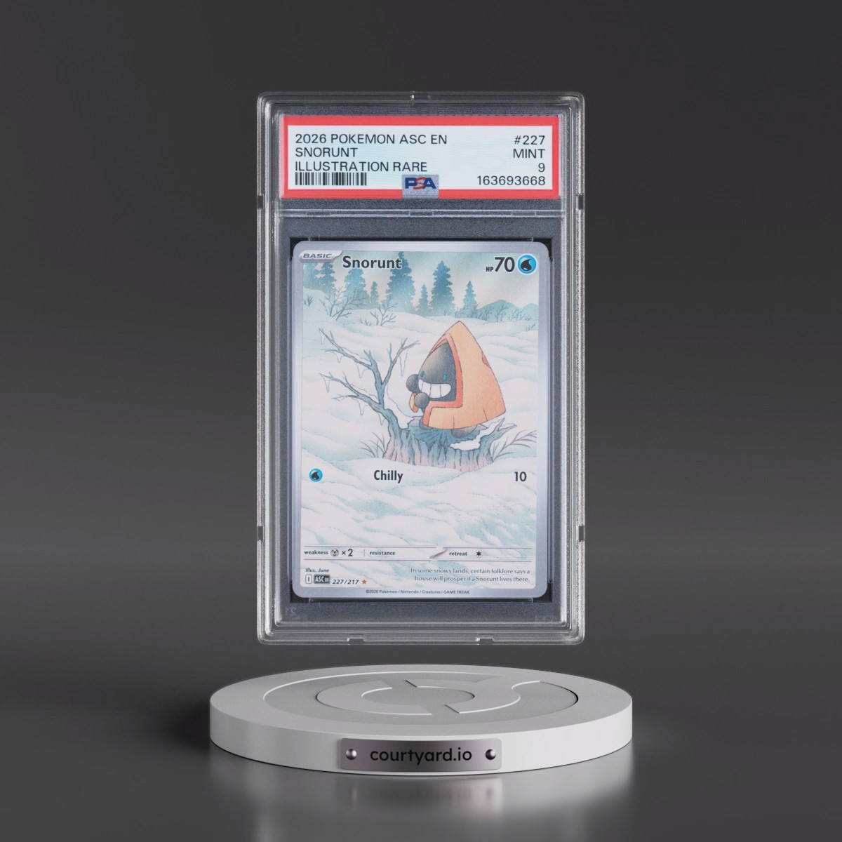 2026 Pokémon Asc EN-Ascended Heroes #227 Snorunt - Illustration Rare (PSA 9 MINT)