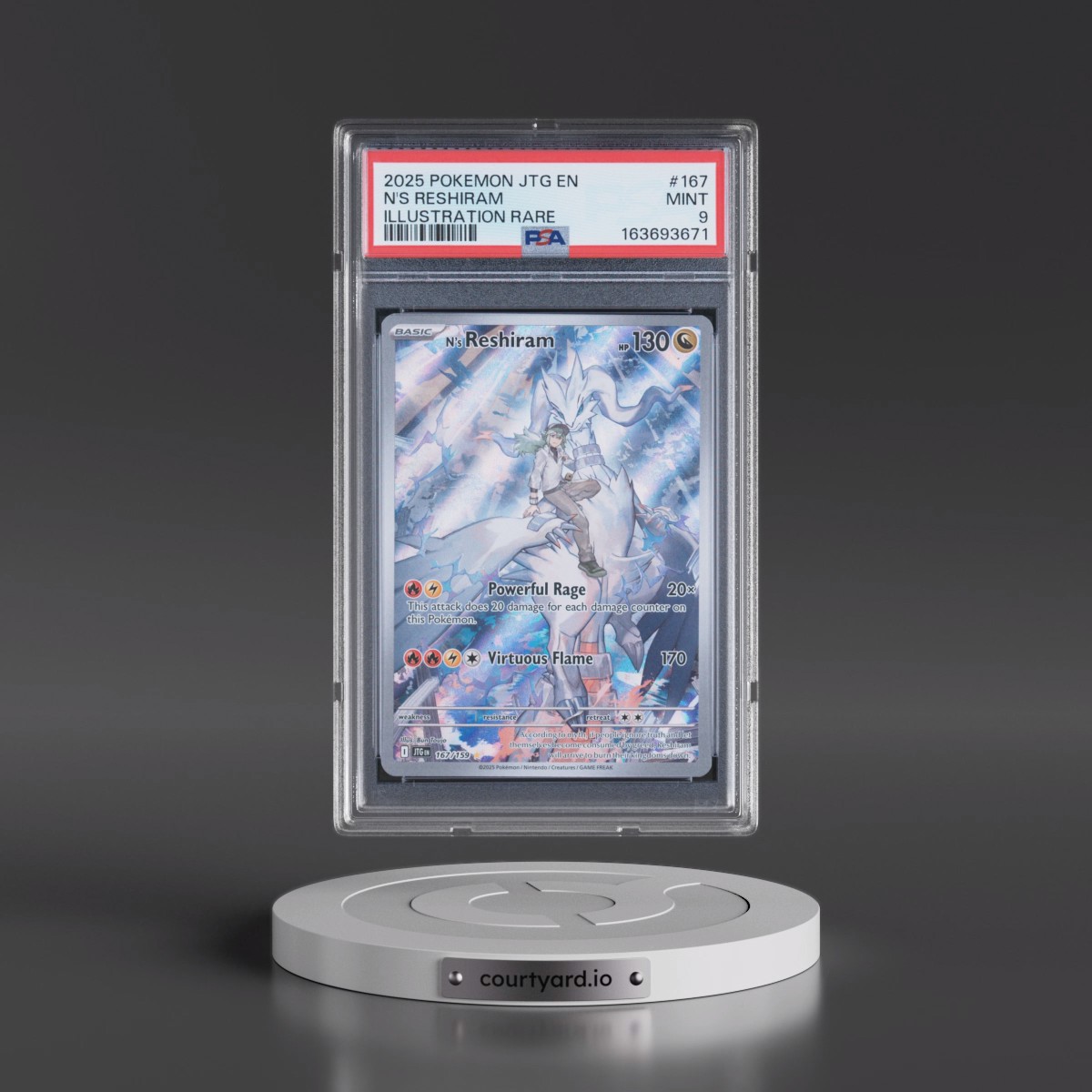 2025 Pokémon Jtg EN-Journey Together #167 N's Reshiram - Illustration Rare (PSA 9 MINT)