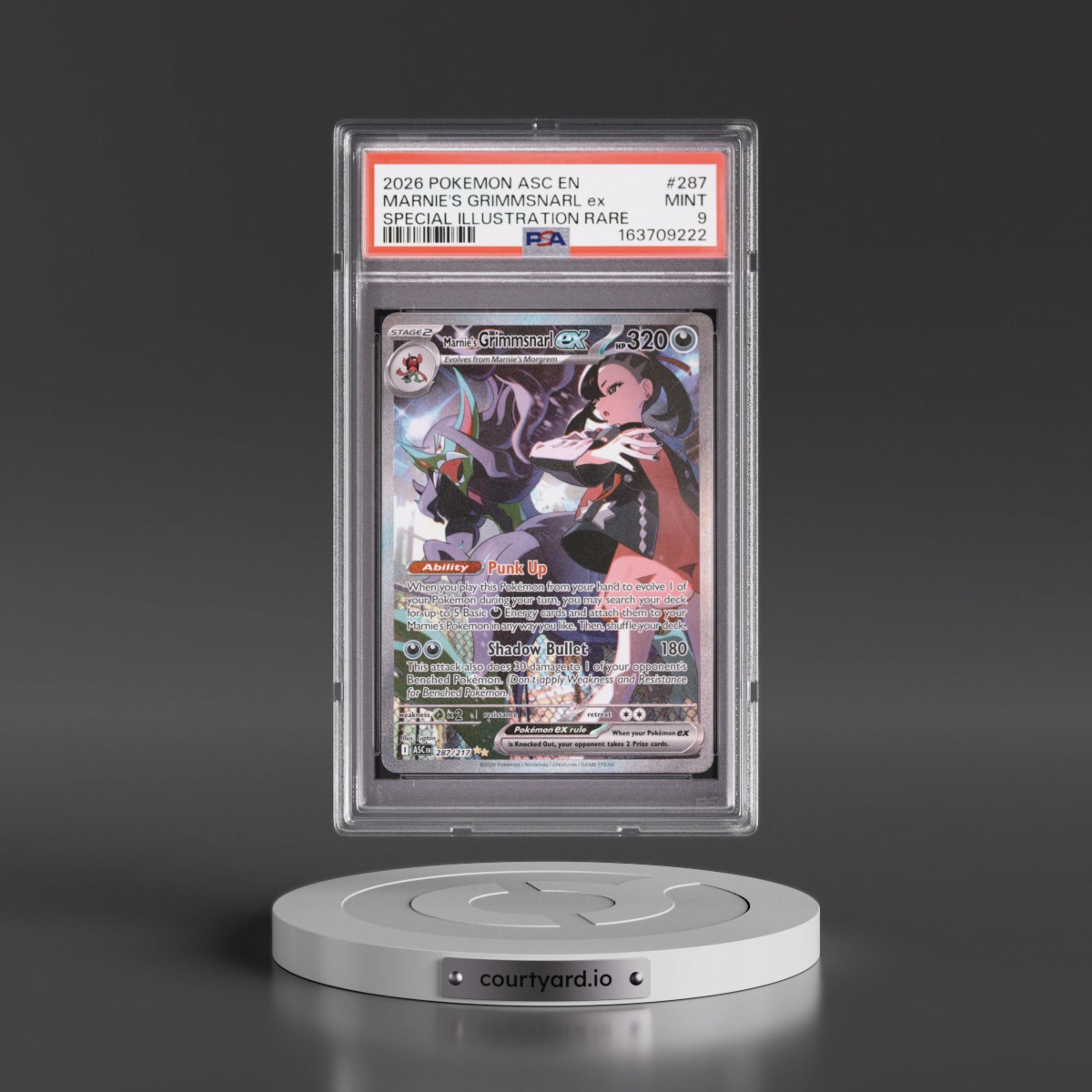 2026 Pokémon Asc EN-Ascended Heroes #287 Marnie's Grimmsnarl EX - Holo Special Illustration Rare (PSA 9 MINT)